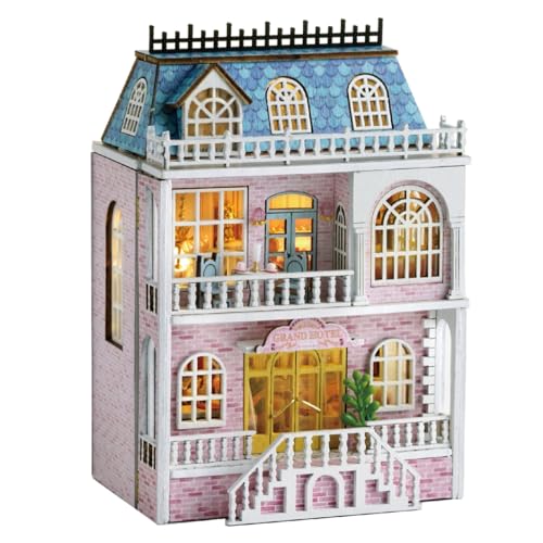 UINOFER DIY Miniatur Haus, Miniatur-Bausatz zum Selberbauen mit Einzelteilen, Miniatur Haus DIY Schneiderei Fachwerkhaus mit Dachgauben, Öffnungsfähige Modelle für Erwachsene Kinder B von UINOFER