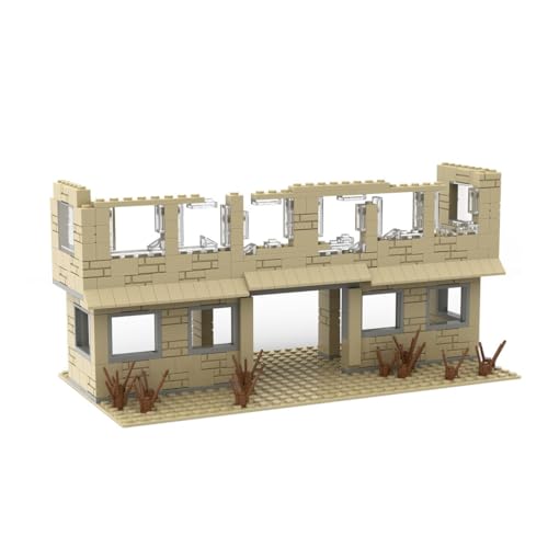 UINOFER Militär Szene Baustein Set, DIY Militärbasen Architektur Modell, WW2 Militärische Wachsames Haus Architektur, Kompatibles 75387 Zubehör (City Ruins) von UINOFER
