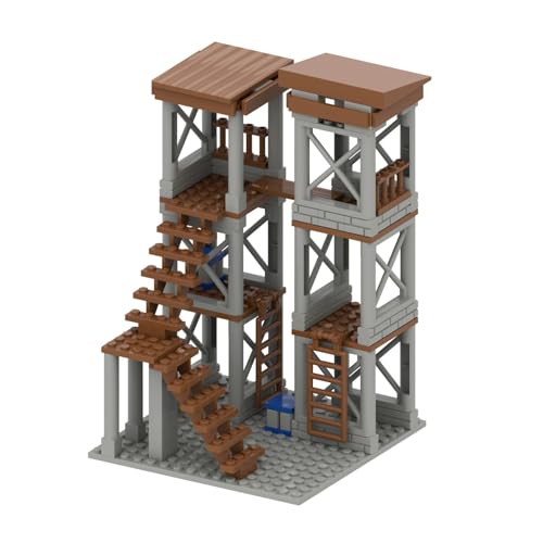 UINOFER Militär Szene Baustein Set, DIY Militärbasen Architektur Modell, WW2 Militärische Wachsames Haus Architektur, Kompatibles 75387 Zubehör (Frontline Sentry Tower) von UINOFER