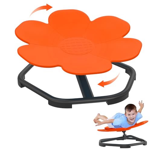 UISEBRT Karussell Autismus Kinder Drehstuhl Sensorischer Karussellstuhl Kinderdrehstuhl Spielzeugstuhl Training Physische Koordination und Gleichgewicht Balance Drehhocker Drehkarussell (Orange) von UISEBRT