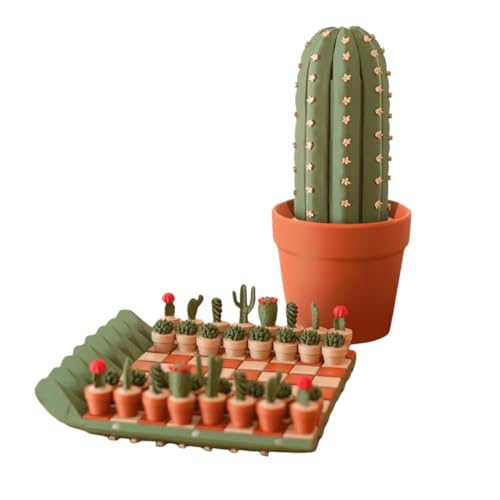 32Pcs Roll-Up Cactus Travel Chess Board Set, 3D Printed Plant Chessboard Table Ornaments for Plant Lovers von UIXENI