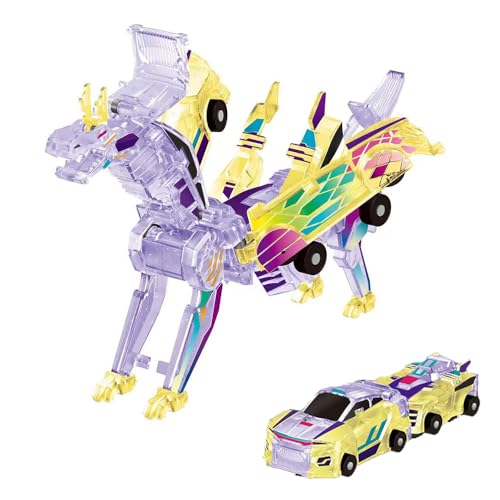 UIXENI Crash-Activated Transforming Car, 2Pcs Automatic Deformation of Magnetic Connections, Kids Car Toys (C) von UIXENI