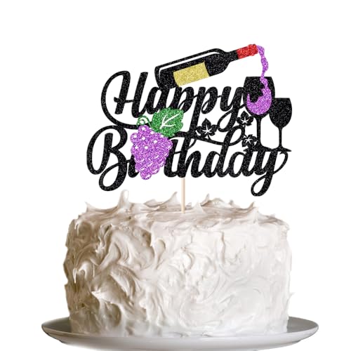 Tortenaufsatz "Happy Birthday" in Rotwein, zum Feiern von 21, 30, 40, 50, 60 Jahren, Geburtstagsparty-Zubehör für Männer und Frauen, Cheers & Weinkuchen-Picker zum Feiern von Geburtstagsparty-Zubehör Tortenaufsatz "Happy Birthday" in Rotwein, zum Feiern von 21, 30, 40, 50, 60 Jahren, Geburtstagsparty-Zubehör für Männer und Frauen, Cheers & Weinkuchen-Picker zum Feiern von Geburtstagsparty-Zubehör von UIYHJJIK