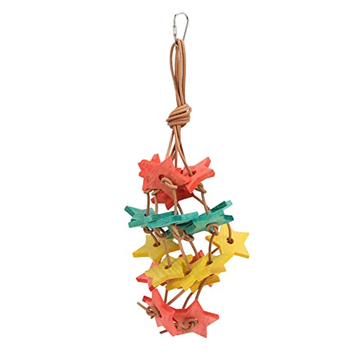 UIYIHIF Holzsterne und Lederspielzeug, Bissfestes Papageien-Kauspielzeug, Kleines Vogel-Kauspielzeug für Papageien, Sittiche, Kleine und Mittelgroße Vögel(Colorful) von UIYIHIF