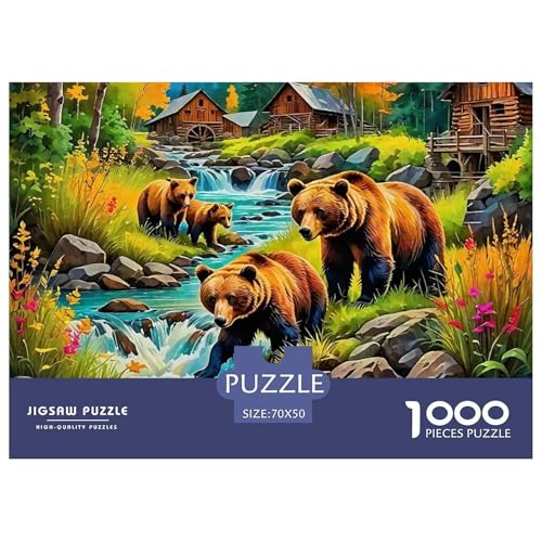 1000 Teile Braun Bär Geschicklichkeitsspiel Puzzles Für Erwachsen Herausforderung Spielzeug Premium Quality Stress Abbauen Für Erwachsene Und Kinder Ab 14 Jahren 70x50cm/1000pcs von UJSDVNNJJ