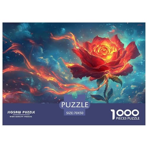 1000-Teile Brennende Rosen Geschicklichkeitsspiel Puzzles Für Erwachsen Herausforderung Spielzeug Premium Quality Geschenke Für Die Ganze Familie 70x50cm/1000pcs von UJSDVNNJJ