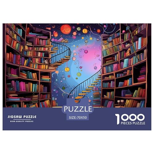 1000-Teile Bücherregal Geschicklichkeitsspiel Puzzles Für Erwachsen Herausforderung Spielzeug Premium Quality Geschenke Für Die Ganze Familie 70x50cm/1000pcs von UJSDVNNJJ