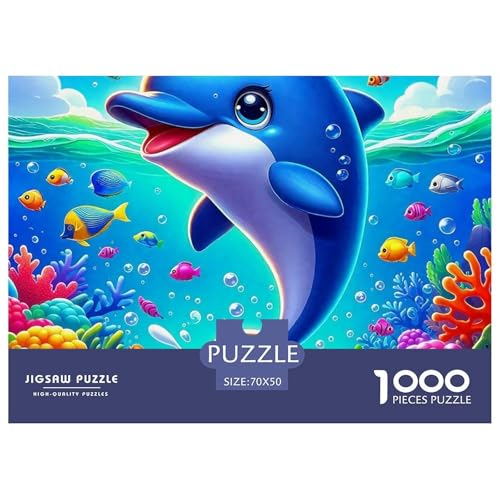 1000-Teile Delphin Geschicklichkeitsspiel Delphin Puzzles Für Erwachsen Herausforderung Spielzeug Premium Quality Stress Abbauen Für Die Ganze Familie 70x50cm/1000pcs von UJSDVNNJJ