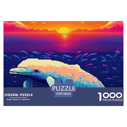 1000-Teile Delphin Geschicklichkeitsspiel Delphin Puzzles Für Erwachsen Herausforderung Spielzeug Premium Quality Stress Abbauen Für Erwachsene Und Kinder Ab 14 Jahren 38x26cm/1000pcs von UJSDVNNJJ