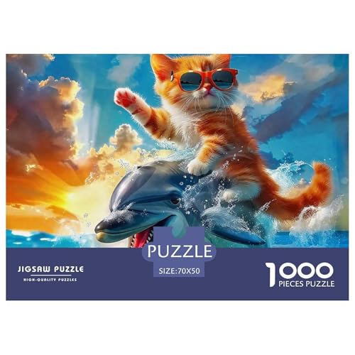 1000-Teile Delphin Geschicklichkeitsspiel Delphin Puzzles Für Erwachsen Lernspiel Premium Quality Geschenke Für Die Ganze Familie 70x50cm/1000pcs von UJSDVNNJJ