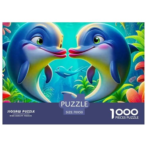 1000 Teile Delphin Geschicklichkeitsspiel Delphin Puzzles Für Erwachsen Lernspiel Premium Quality Geschenke Für Die Ganze Familie 70x50cm/1000pcs von UJSDVNNJJ