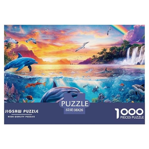 1000-Teile Delphin Pädagogisches Spiel Puzzles Für Erwachsen Lernspiel Premium Quality Geschenke Für Erwachsene Und Kinder Ab 14 Jahren 38x26cm/1000pcs von UJSDVNNJJ