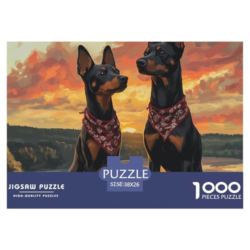 1000-Teile Doberman Geschicklichkeitsspiel Puzzles Für Erwachsen Herausforderung Spielzeug Premium Quality Geschenke Für Die Ganze Familie 38x26cm/1000pcs von UJSDVNNJJ