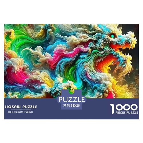 1000-Teile Drachen Pädagogisches Spiel Puzzles Für Erwachsen Herausforderung Spielzeug Premium Quality Stress Abbauen Für Erwachsene Und Kinder Ab 14 Jahren 38x26cm/1000pcs von UJSDVNNJJ