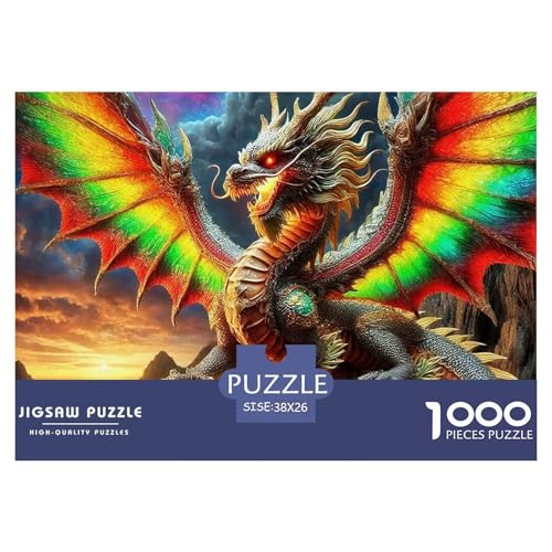 1000-Teile Drachen Pädagogisches Spiel Puzzles Für Erwachsen Lernspiel Premium Quality Stress Abbauen Für Erwachsene Und Kinder Ab 14 Jahren 38x26cm/1000pcs von UJSDVNNJJ
