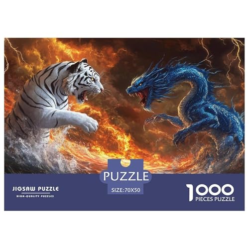 1000 Teile Drachen Tiger Pädagogisches Spiel Puzzles Für Erwachsen Herausforderung Spielzeug Premium Quality Stress Abbauen Für Die Ganze Familie 70x50cm/1000pcs von UJSDVNNJJ