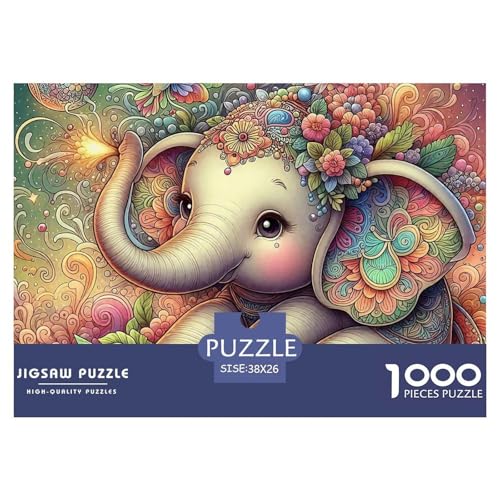 1000-Teile Elefanten Geschicklichkeitsspiel Puzzles Für Erwachsen Lernspiel Premium Quality Geschenke Für Erwachsene Und Kinder Ab 14 Jahren 38x26cm/1000pcs von UJSDVNNJJ