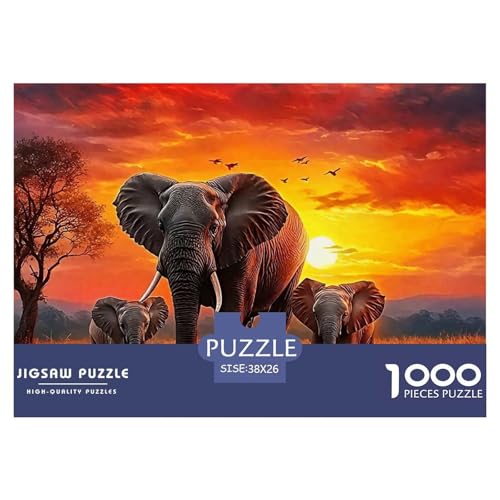 1000-Teile Elefanten Geschicklichkeitsspiel Puzzles Für Erwachsen Lernspiel Premium Quality Stress Abbauen Für Die Ganze Familie 38x26cm/1000pcs von UJSDVNNJJ