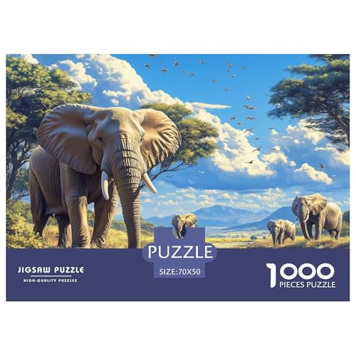 1000-Teile Elefanten Pädagogisches Spiel Puzzles Für Erwachsen Herausforderung Spielzeug Premium Quality Geschenke Für Die Ganze Familie 70x50cm/1000pcs von UJSDVNNJJ