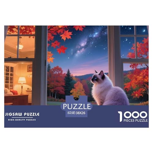 1000-Teile Haustier Katze Pädagogisches Spiel Puzzles Für Erwachsen Herausforderung Spielzeug Premium Quality Stress Abbauen Für Die Ganze Familie 38x26cm/1000pcs von UJSDVNNJJ