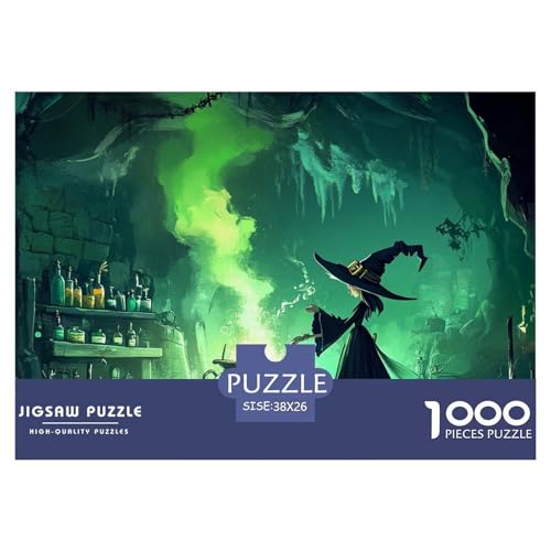 1000-Teile Hexe Geschicklichkeitsspiel Puzzles Für Erwachsen Lernspiel Premium Quality Stress Abbauen Für Die Ganze Familie 38x26cm/1000pcs von UJSDVNNJJ