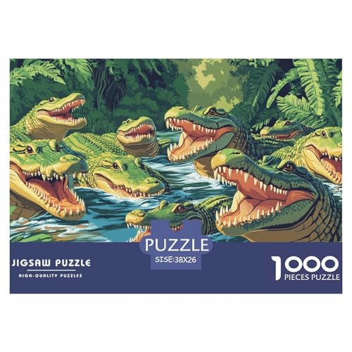 1000-Teile Krokodil Geschicklichkeitsspiel Puzzles Für Erwachsen Lernspiel Premium Quality Geschenke Für Die Ganze Familie 38x26cm/1000pcs von UJSDVNNJJ
