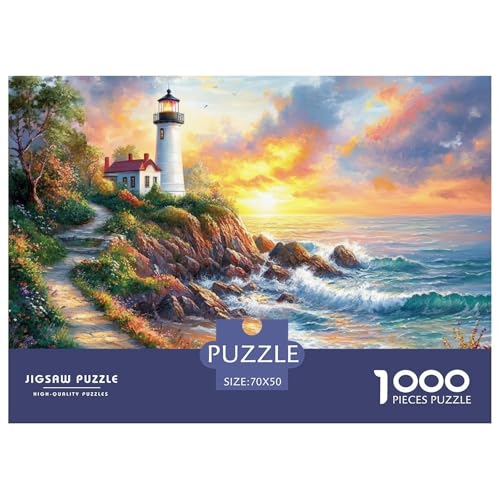 1000-Teile Küstenleuchtturm Geschicklichkeitsspiel Puzzles Für Erwachsen Herausforderung Spielzeug Premium Quality Geschenke Für Die Ganze Familie 70x50cm/1000pcs von UJSDVNNJJ