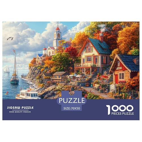 1000-Teile Küstenleuchtturm Geschicklichkeitsspiel Puzzles Für Erwachsen Herausforderung Spielzeug Premium Quality Geschenke Für Die Ganze Familie 70x50cm/1000pcs von UJSDVNNJJ