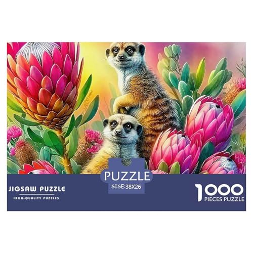 1000-Teile Meerkat Pädagogisches Spiel Puzzles Für Erwachsen Lernspiel Premium Quality Geschenke Für Die Ganze Familie 38x26cm/1000pcs von UJSDVNNJJ