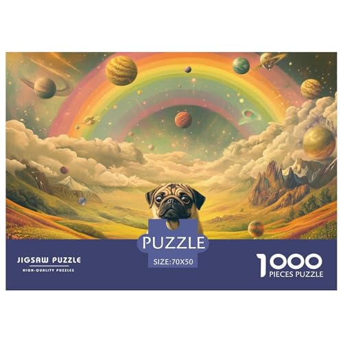 1000 Teile Pug Geschicklichkeitsspiel Puzzles Für Erwachsen Herausforderung Spielzeug Premium Quality Geschenke Für Die Ganze Familie 70x50cm/1000pcs von UJSDVNNJJ
