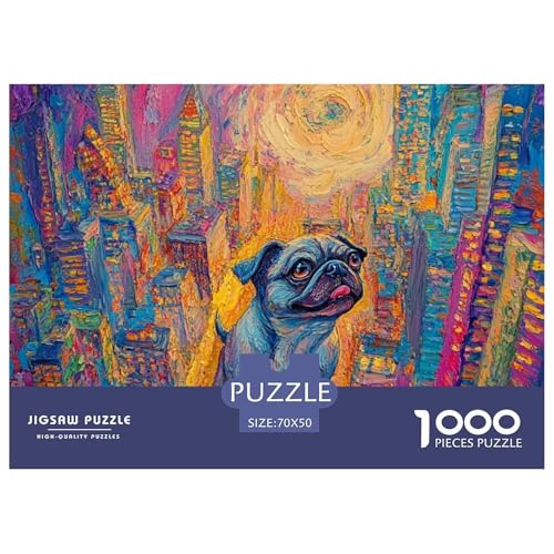 1000-Teile Pug Geschicklichkeitsspiel Puzzles Für Erwachsen Herausforderung Spielzeug Premium Quality Geschenke Für Erwachsene Und Kinder Ab 14 Jahren 70x50cm/1000pcs von UJSDVNNJJ