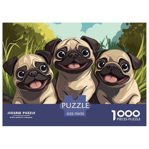 1000-Teile Pug Geschicklichkeitsspiel Puzzles Für Erwachsen Lernspiel Premium Quality Geschenke Für Die Ganze Familie 70x50cm/1000pcs von UJSDVNNJJ