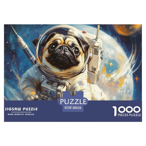 1000-Teile Pug Pädagogisches Spiel Puzzles Für Erwachsen Lernspiel Premium Quality Stress Abbauen Für Die Ganze Familie 38x26cm/1000pcs von UJSDVNNJJ