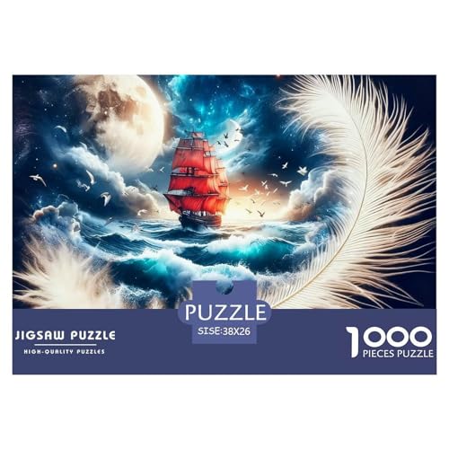 1000-Teile Schiff und Mondlicht Geschicklichkeitsspiel Schiff und Mondlicht Puzzles Für Erwachsen Lernspiel Premium Quality Geschenke Für Die Ganze Familie 38x26cm/1000pcs von UJSDVNNJJ