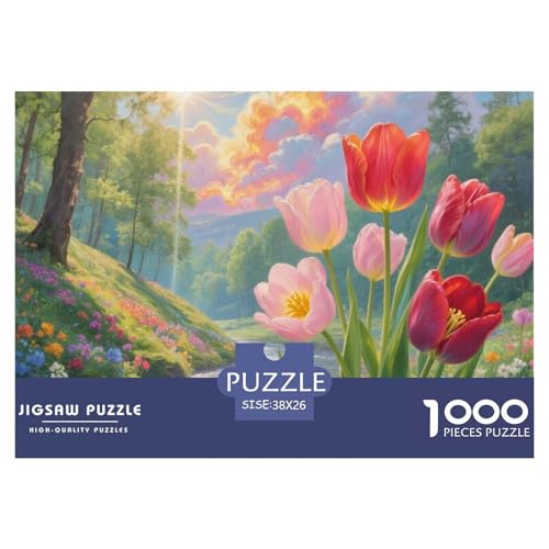 1000-Teile Tulpen Pädagogisches Spiel Puzzles Für Erwachsen Herausforderung Spielzeug Premium Quality Stress Abbauen Für Die Ganze Familie 38x26cm/1000pcs von UJSDVNNJJ