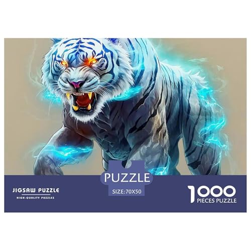 1000-Teile Weißer Tiger Geschicklichkeitsspiel Puzzles Für Erwachsen Herausforderung Spielzeug Premium Quality Stress Abbauen Für Erwachsene Und Kinder Ab 14 Jahren 70x50cm/1000pcs von UJSDVNNJJ