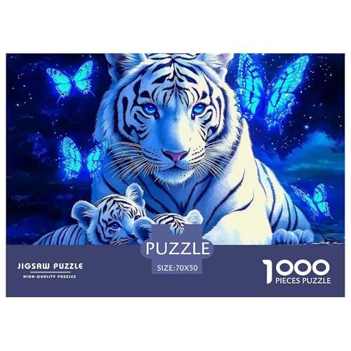 1000-Teile Weißer Tiger Geschicklichkeitsspiel Puzzles Für Erwachsen Lernspiel Premium Quality Stress Abbauen Für Erwachsene Und Kinder Ab 14 Jahren 70x50cm/1000pcs von UJSDVNNJJ