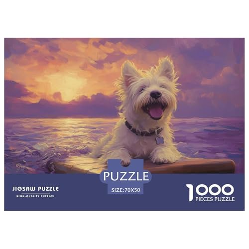 1000-Teile West Highland Weißer Terrier Geschicklichkeitsspiel Puzzles Für Erwachsen Lernspiel Premium Quality Stress Abbauen Für Die Ganze Familie 70x50cm/1000pcs von UJSDVNNJJ