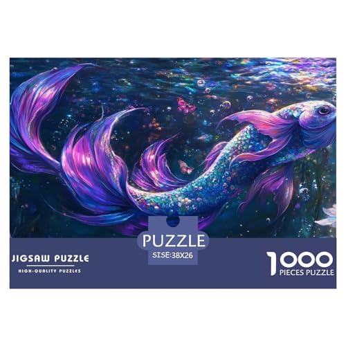 1000-teilige Blauer Schwanz Fisch Pädagogisches Spiel Puzzles Für Erwachsen Herausforderung Spielzeug Premium Quality Stress Abbauen Für Die Ganze Familie 38x26cm/1000pcs von UJSDVNNJJ