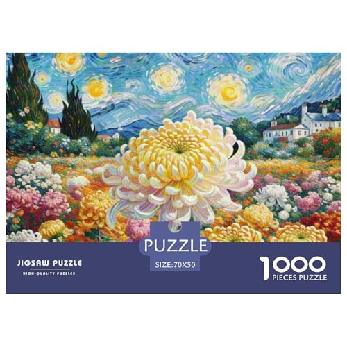 1000-teilige Chrysanthemen Geschicklichkeitsspiel Puzzles Für Erwachsen Herausforderung Spielzeug Premium Quality Geschenke Für Die Ganze Familie 70x50cm/1000pcs von UJSDVNNJJ