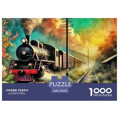 1000-teilige Dampfzug Geschicklichkeitsspiel Puzzles Für Erwachsen Herausforderung Spielzeug Premium Quality Geschenke Für Die Ganze Familie 70x50cm/1000pcs von UJSDVNNJJ