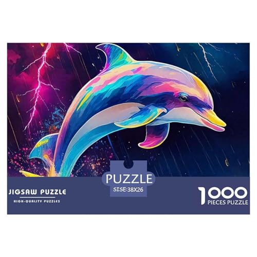 1000-teilige Delphin Geschicklichkeitsspiel Delphin Puzzles Für Erwachsen Lernspiel Premium Quality Geschenke Für Die Ganze Familie 38x26cm/1000pcs von UJSDVNNJJ