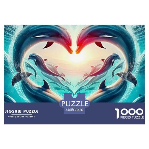1000-teilige Delphin Pädagogisches Spiel Delphin Puzzles Für Erwachsen Lernspiel Premium Quality Geschenke Für Die Ganze Familie 38x26cm/1000pcs von UJSDVNNJJ