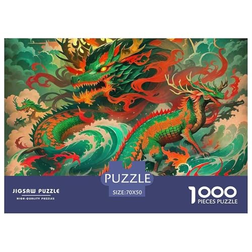 1000-teilige Drachen Geschicklichkeitsspiel Puzzles Für Erwachsen Herausforderung Spielzeug Premium Quality Geschenke Für Die Ganze Familie 70x50cm/1000pcs von UJSDVNNJJ