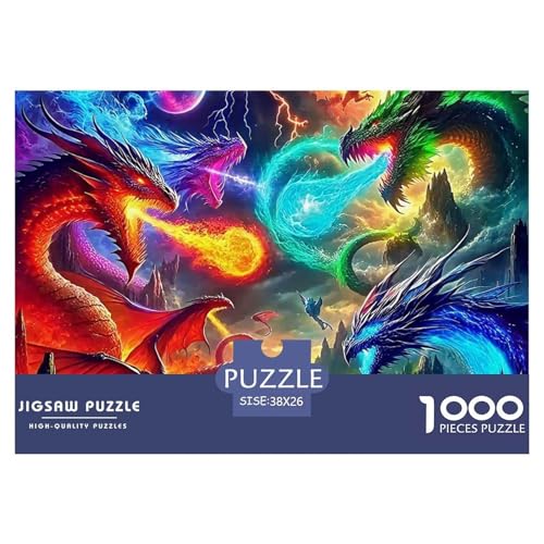 1000-teilige Drachen Pädagogisches Spiel Puzzles Für Erwachsen Herausforderung Spielzeug Premium Quality Geschenke Für Erwachsene Und Kinder Ab 14 Jahren 38x26cm/1000pcs von UJSDVNNJJ