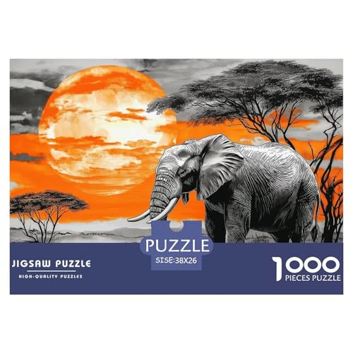 1000-teilige Elefanten Geschicklichkeitsspiel Puzzles Für Erwachsen Lernspiel Premium Quality Geschenke Für Die Ganze Familie 38x26cm/1000pcs von UJSDVNNJJ