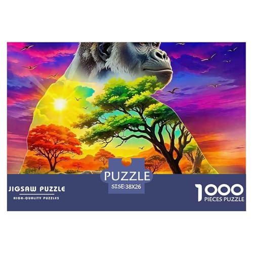 1000-teilige Gorilla Pädagogisches Spiel Puzzles Für Erwachsen Lernspiel Premium Quality Geschenke Für Die Ganze Familie 38x26cm/1000pcs von UJSDVNNJJ