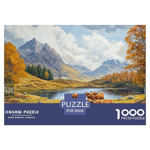 1000-teilige Highland Rinder Geschicklichkeitsspiel Puzzles Für Erwachsen Lernspiel Premium Quality Stress Abbauen Für Die Ganze Familie 38x26cm/1000pcs von UJSDVNNJJ