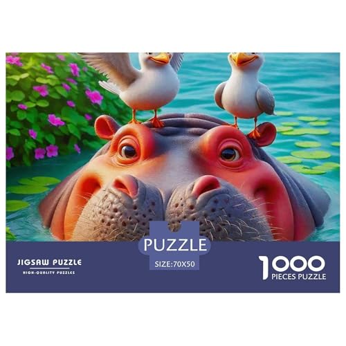 1000-teilige Hippopotamus Geschicklichkeitsspiel Puzzles Für Erwachsen Herausforderung Spielzeug Premium Quality Geschenke Für Die Ganze Familie 70x50cm/1000pcs von UJSDVNNJJ