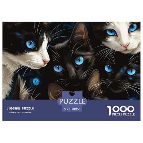 1000-teilige Niedliche Blaue Augen Katze Geschicklichkeitsspiel Puzzles Für Erwachsen Lernspiel Premium Quality Stress Abbauen Für Die Ganze Familie 70x50cm/1000pcs von UJSDVNNJJ
